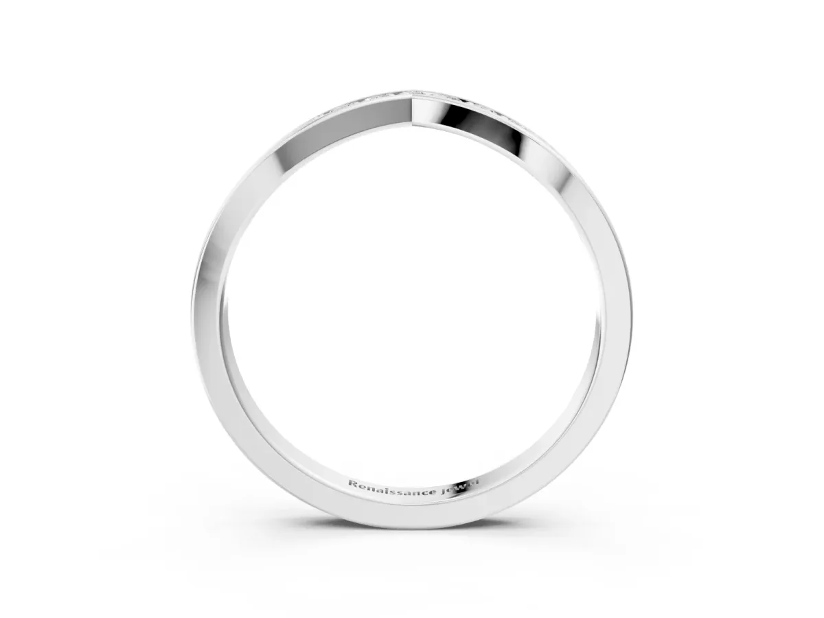Chevron Pavé Round Diamond Twist Band Platinum