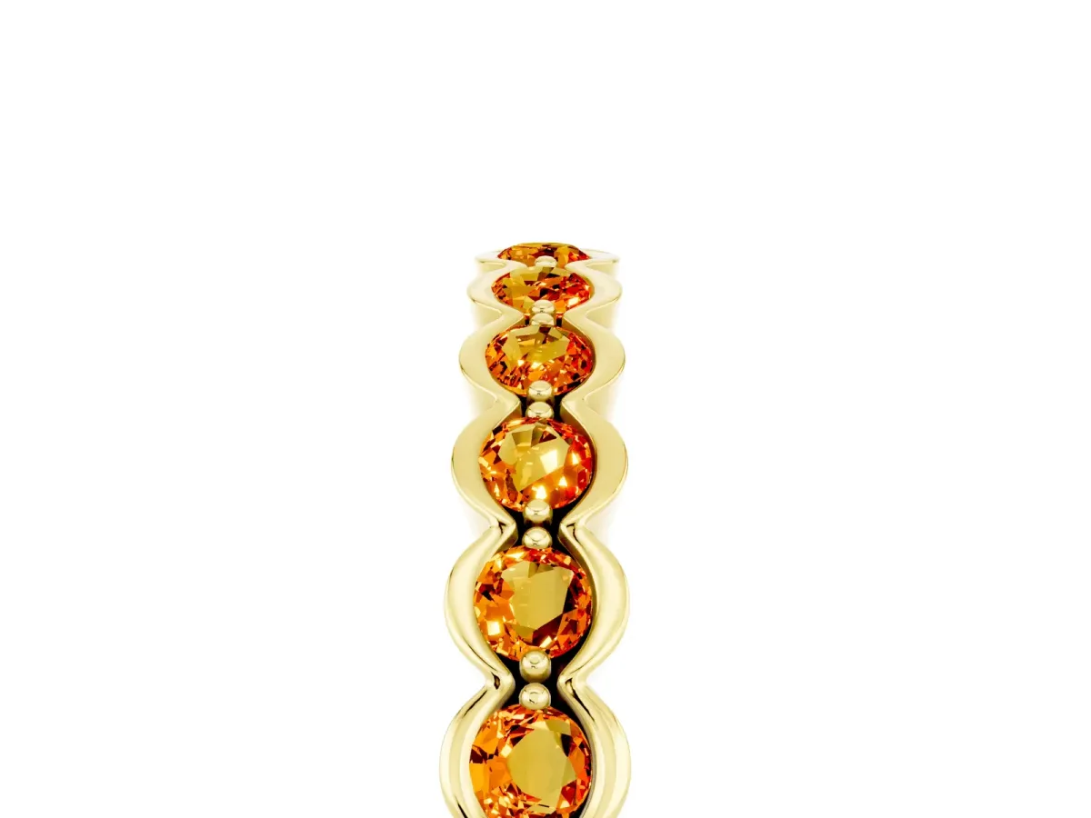 Round Citrine Bezel Set Eternity Band Yellow gold