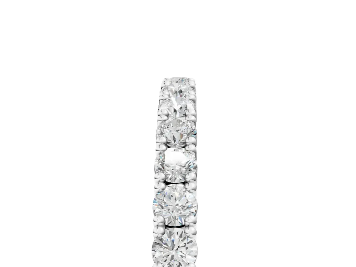 Round Diamond Half-Eternity Band with Shared Prong Setting Silver