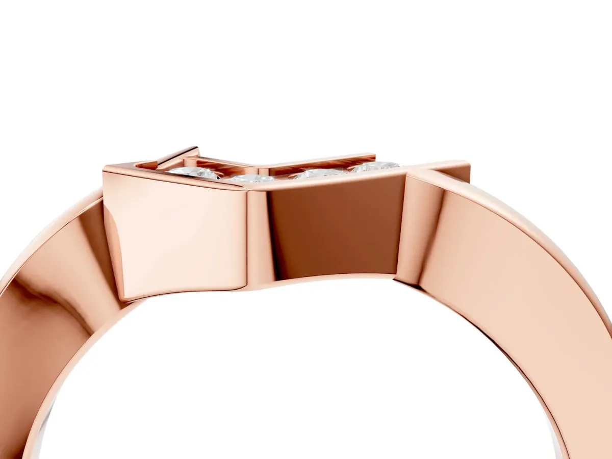 Channel-Set Round Diamond Twist Band Rose gold
