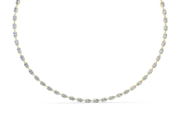 Marquise Diamond Tennis Necklace Yellow gold
