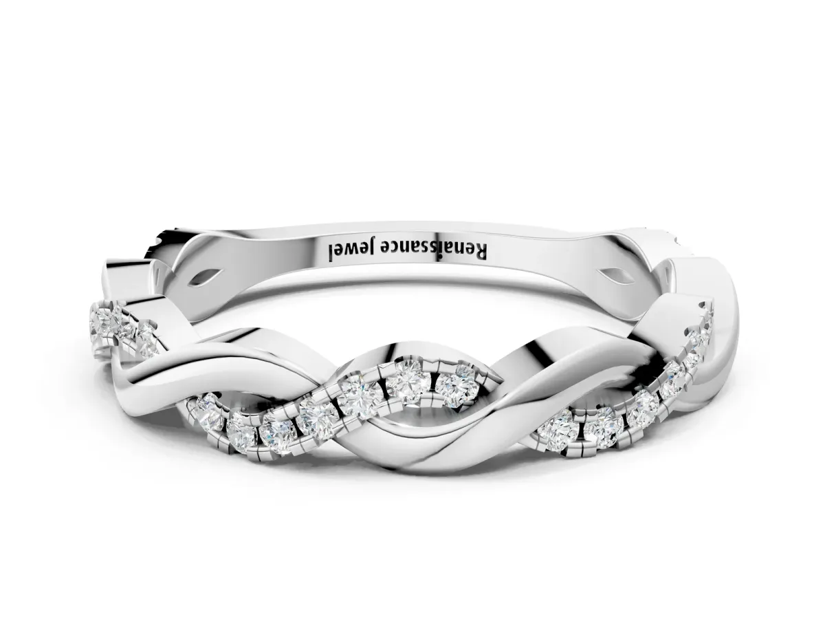 Round Diamond Twist Eternity Band with Pavé Setting Platinum