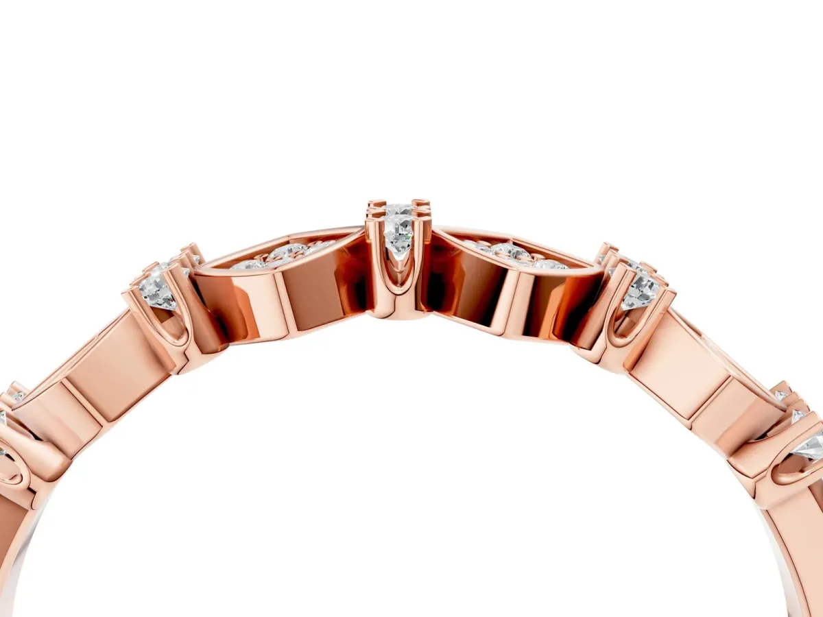 Pavé Cushion Diamond Cluster Eternity Band with Prong Setting Rose gold