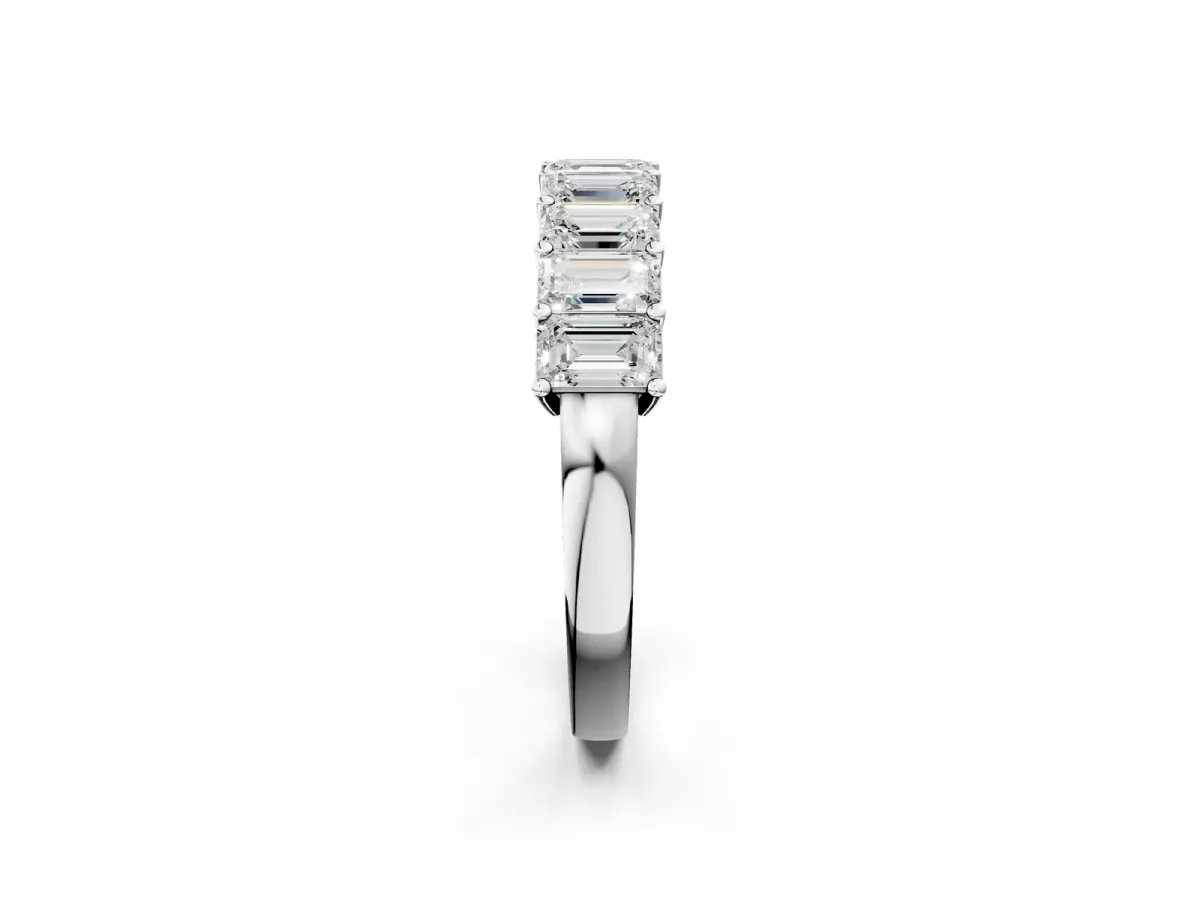 Emerald Cut Diamond Prong-Set Eternity Band White gold