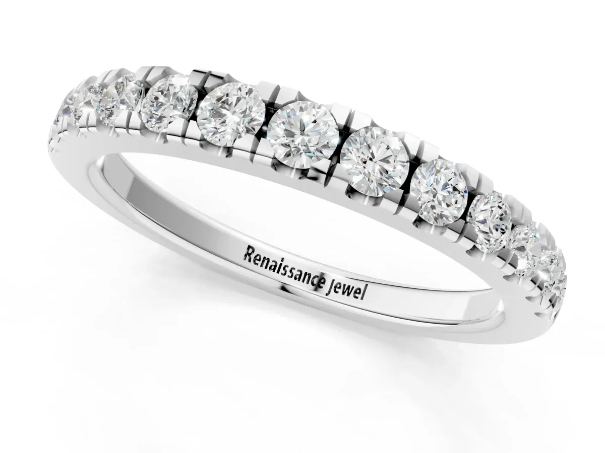 Round Diamond Pavé Set White Gold Eternity Band White gold