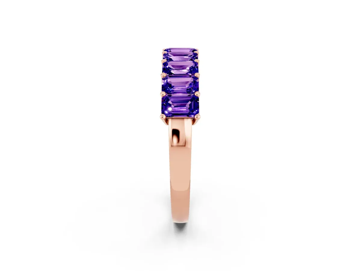 Emerald Cut Tanzanite Prong-Set Eternity Band Rose gold