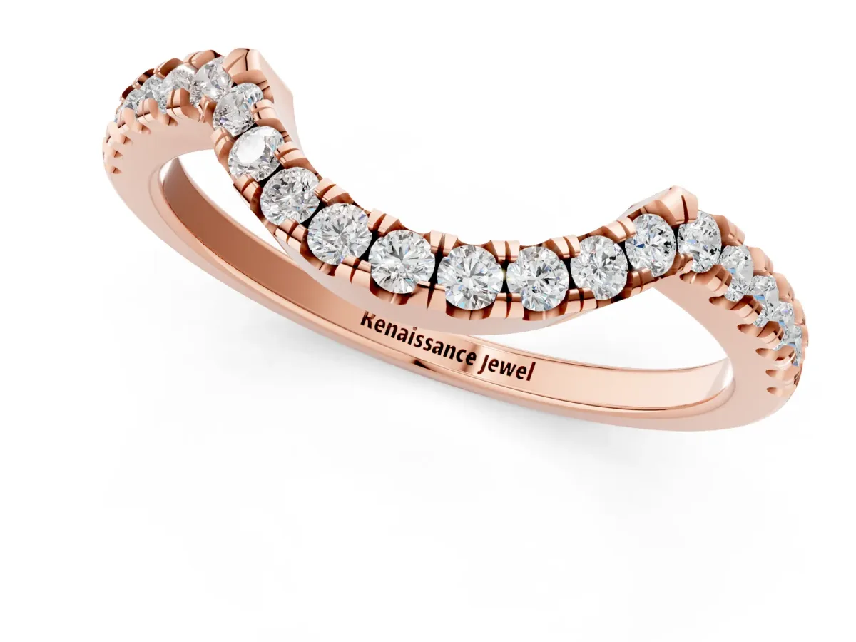 Round Diamond Wavy Eternity Band with Prong Setting Rose gold