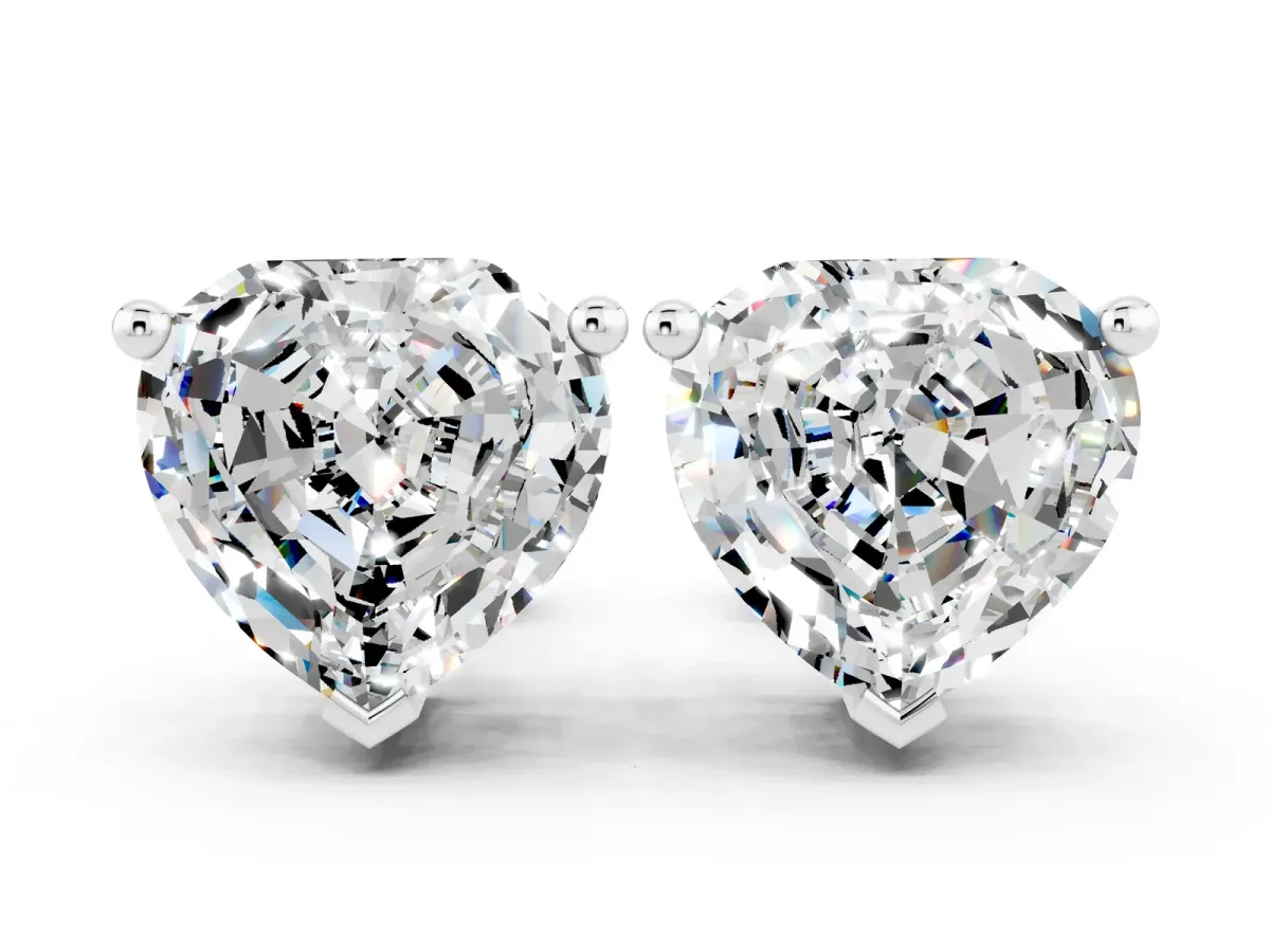 Heart Cut Moissanite Stud Earrings Platinum
