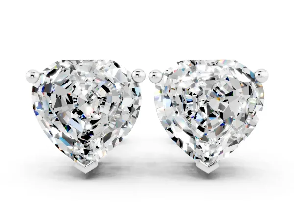 Heart Cut Moissanite Stud Earrings Platinum