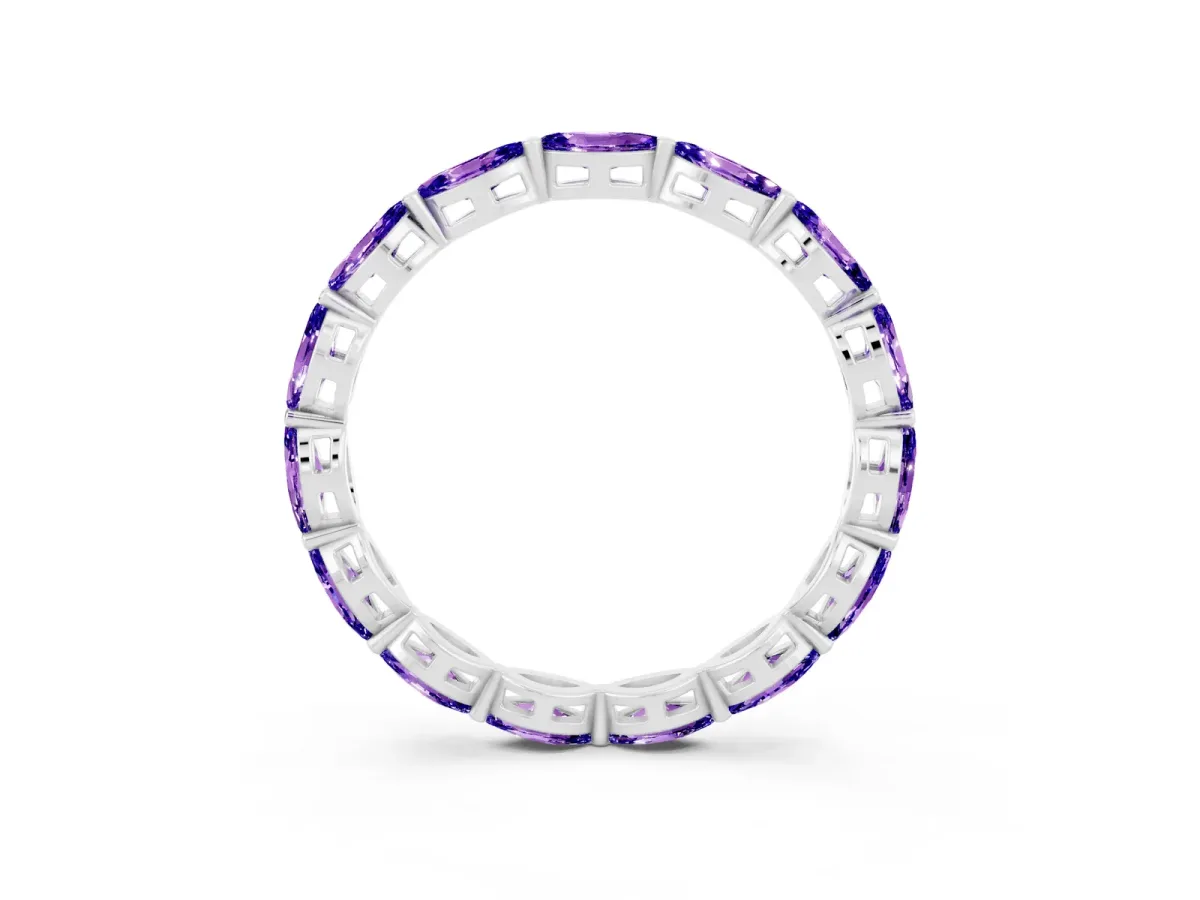 Marquise Tanzanite Eternity Band with U-Prong Setting Silver