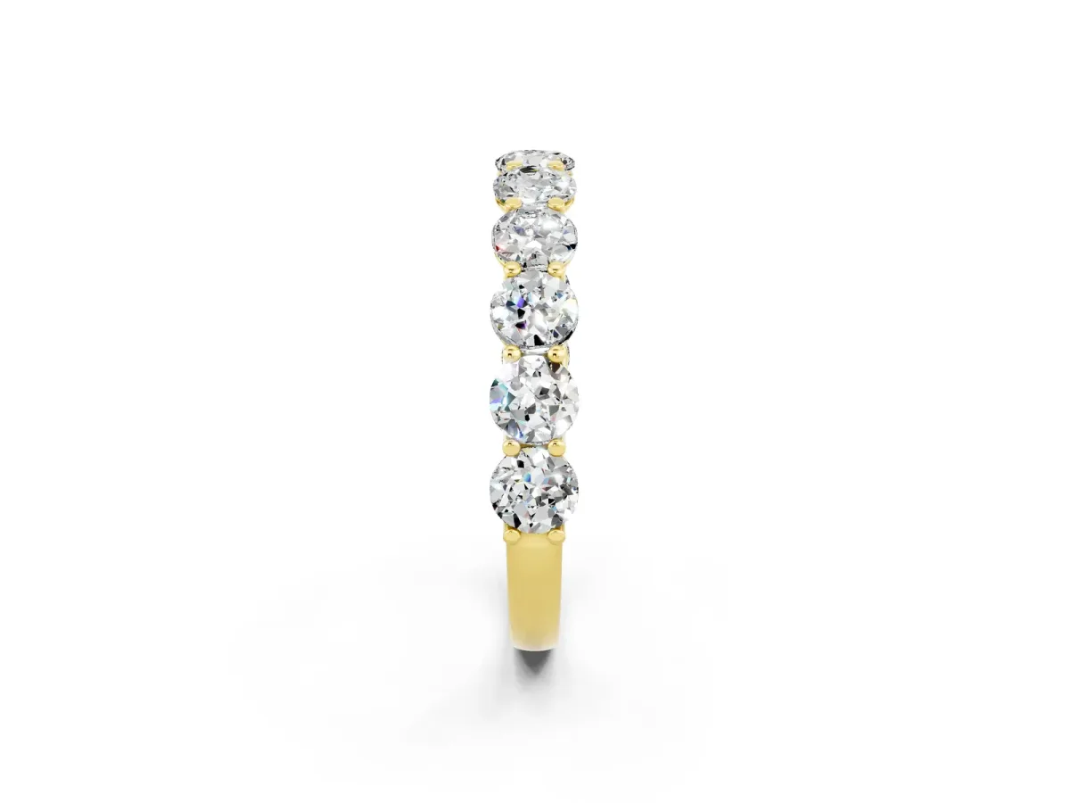 Round Moissanite Shared Prong Eternity Band Yellow gold