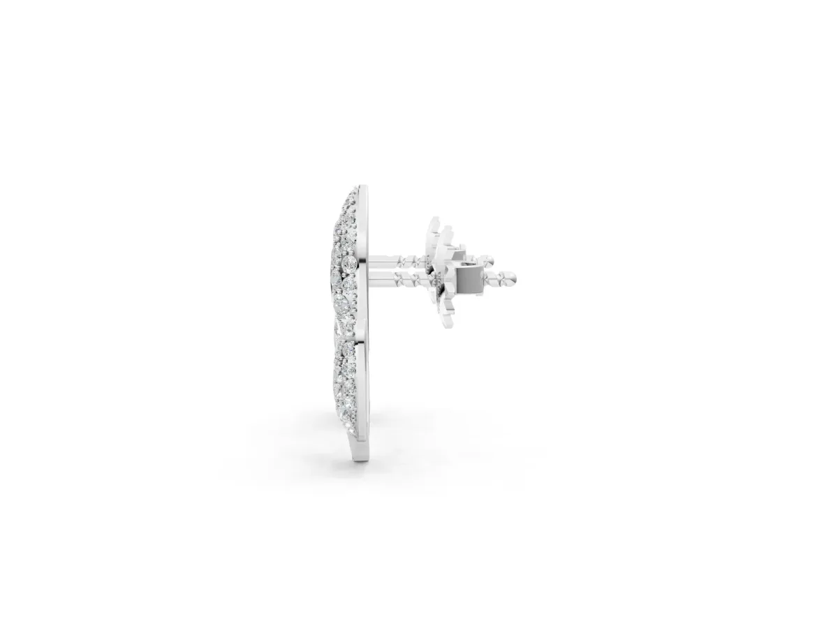 Round Diamond Pavé Olive Branch Stud Earrings Silver