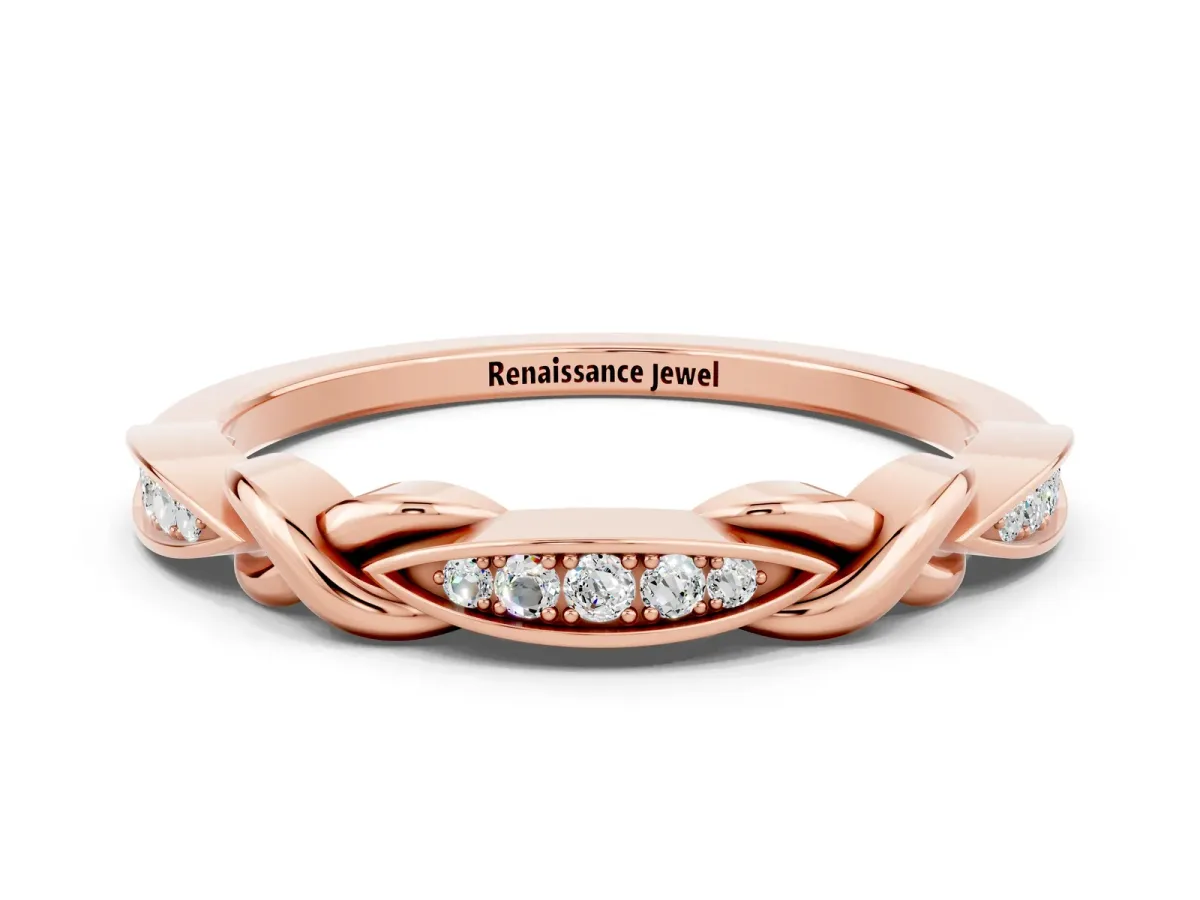 Twisted Marquise Moissanite Pavé Band with Shared Prong Setting Rose gold