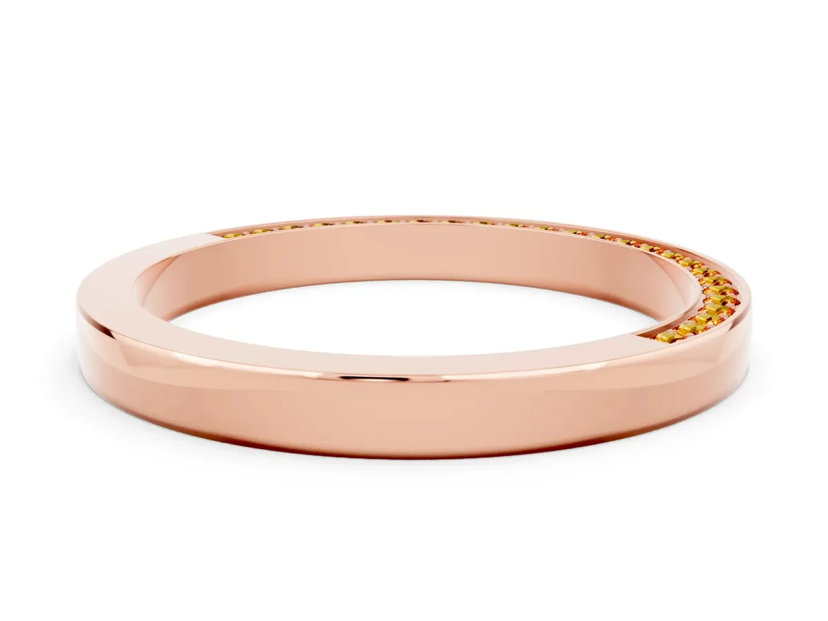 Pavé Round Citrine Channel Set Band Rose gold