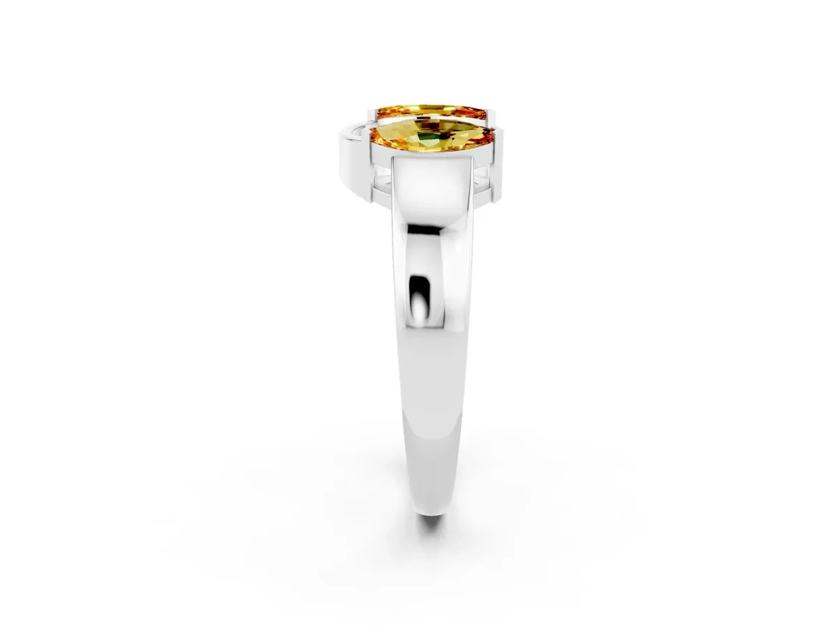 Marquise Citrine Open Band Ring with Tension Setting White gold