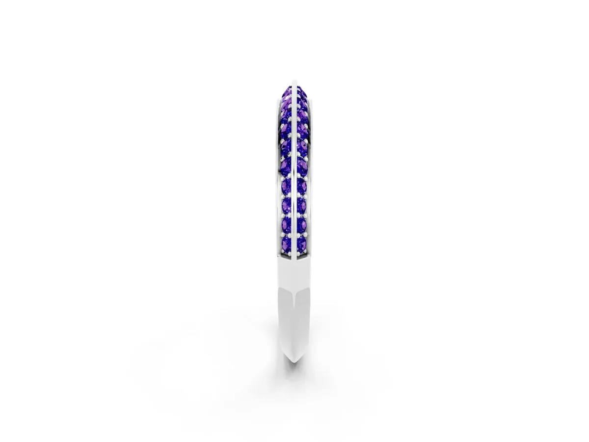 Double Row Pavé Round Tanzanite Eternity Band with Channel Setting Platinum