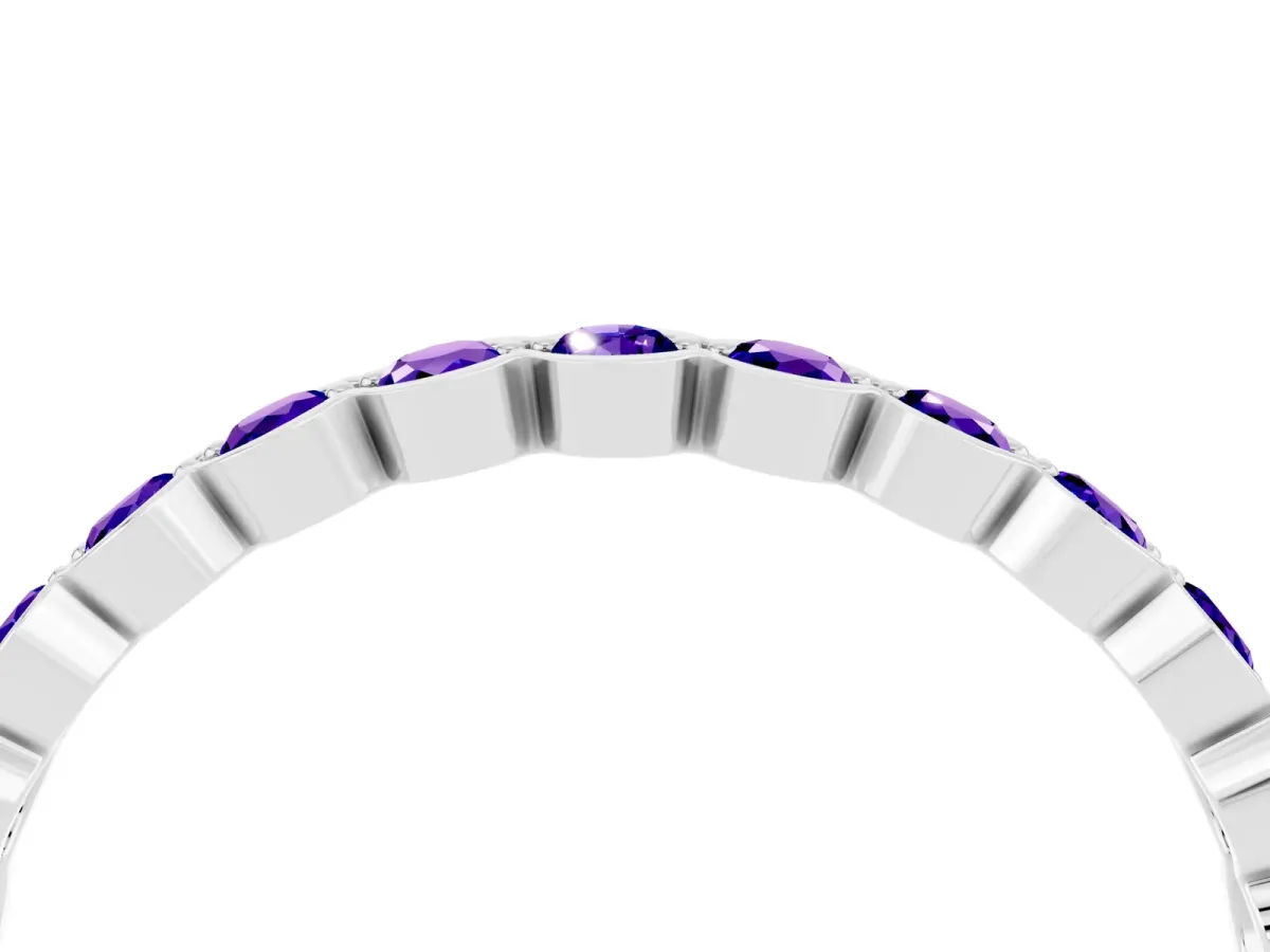Round Tanzanite Bezel Set Eternity Band Platinum