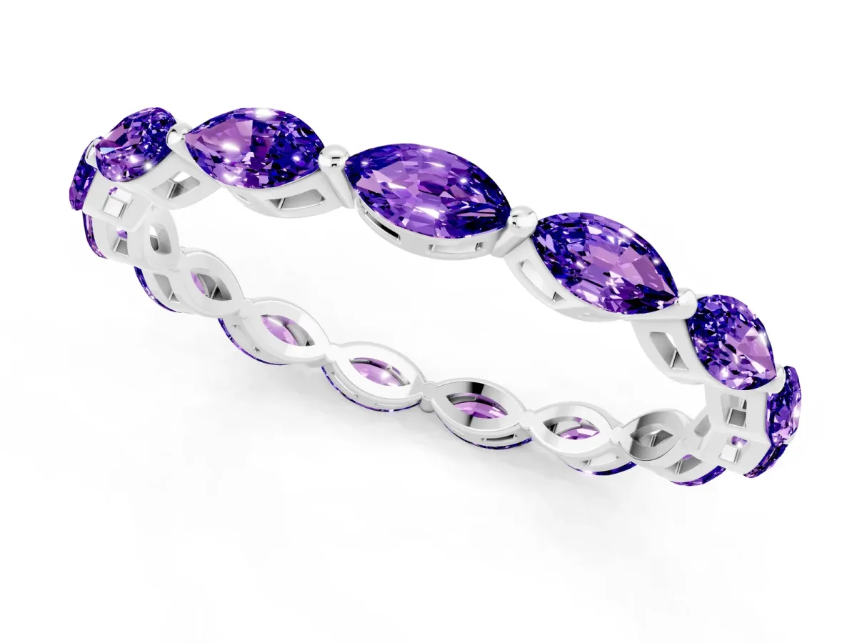 Marquise Tanzanite Eternity Band with U-Prong Setting Silver