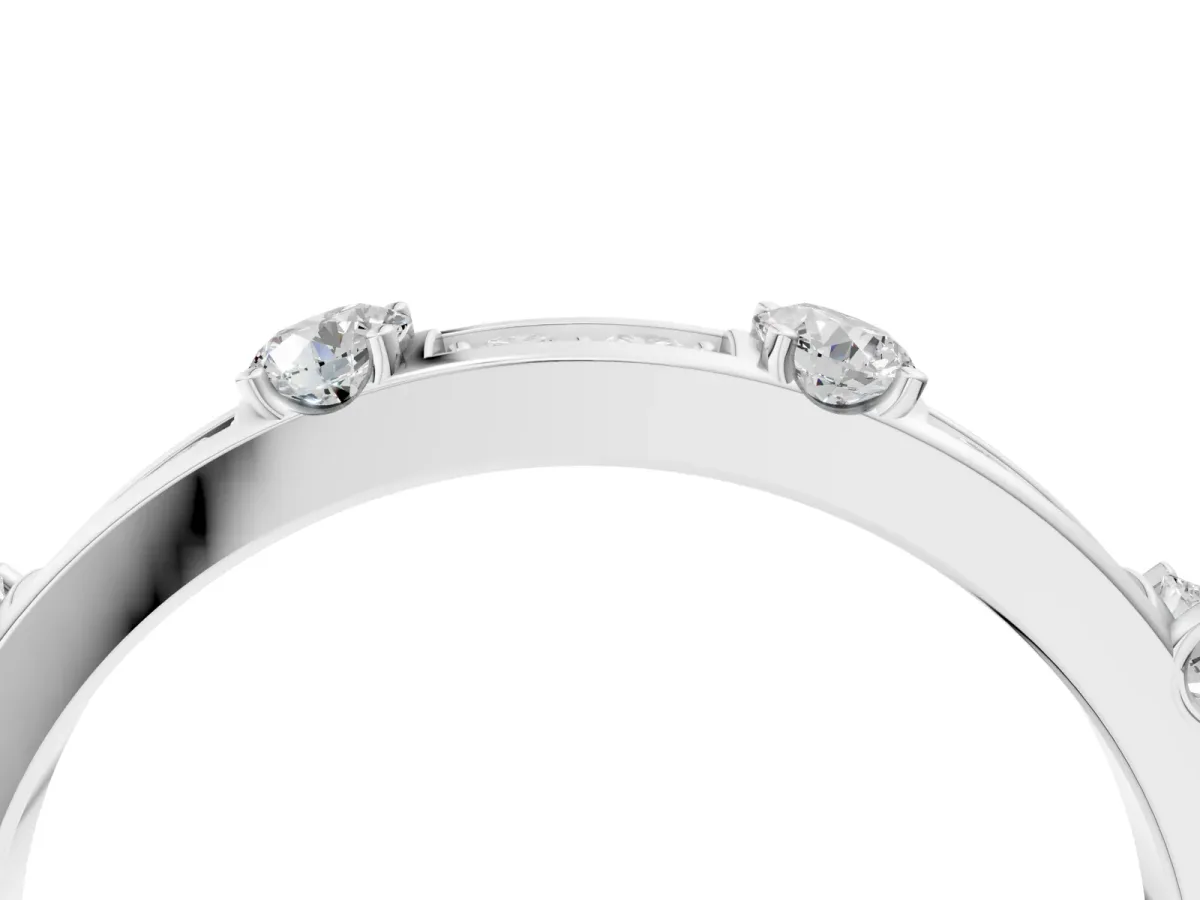 Round Diamond Channel Set Eternity Band with Prong Setting Platinum