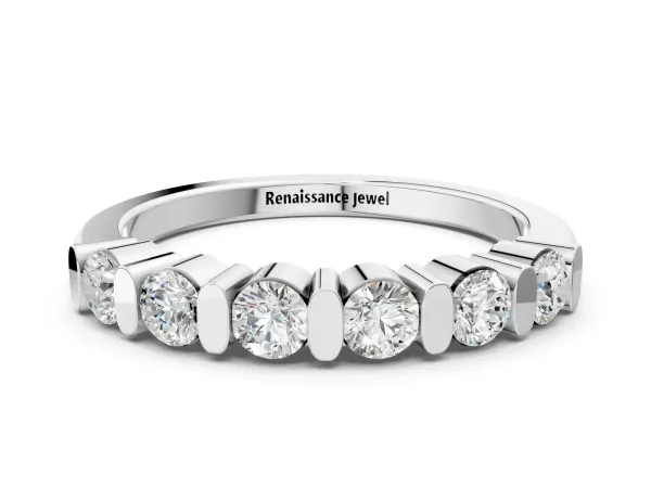 Channel Set Round Diamond Half Eternity Band White gold