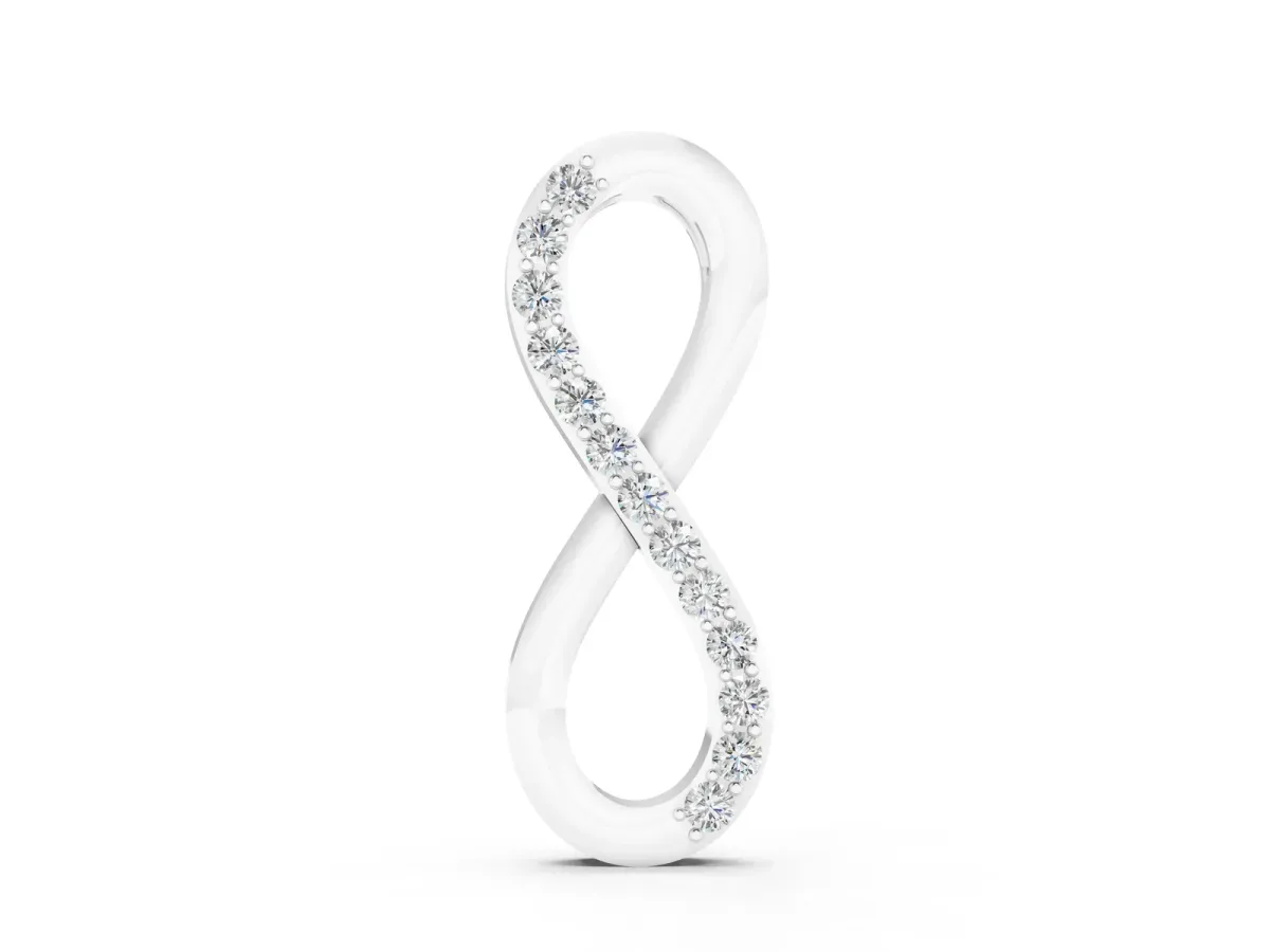 Infinity Pendant with Round Brilliant Diamonds in Pavé Setting Silver