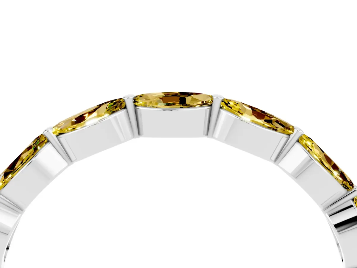 Marquise Yellow Sapphire Half Eternity Band with Prong Setting Silver