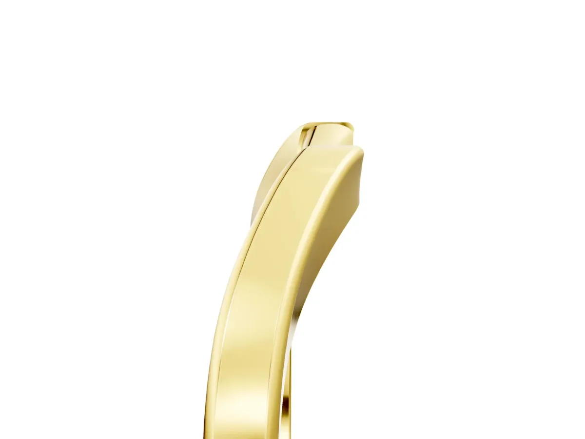 Contoured Solitaire Round Bezel Set Wedding Band Yellow gold