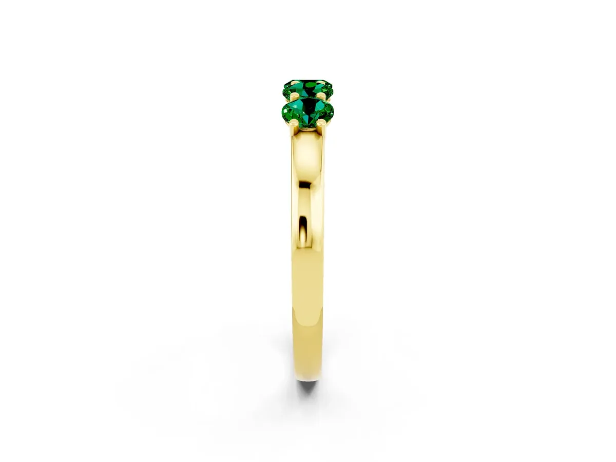 Four-Stone Round Emerald Prong-Set Band Yellow gold