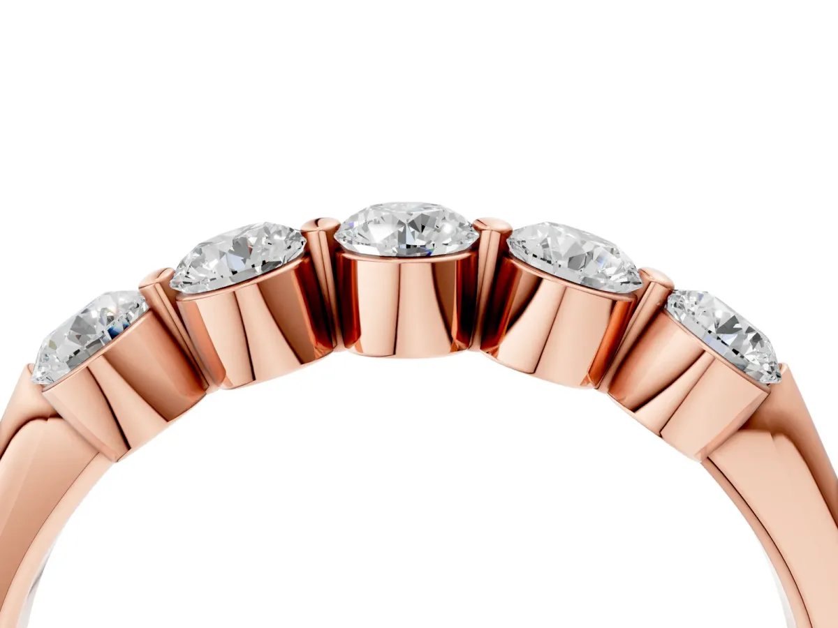 Five-Stone Round Diamond Half-Eternity Band with Prong Setting Rose gold
