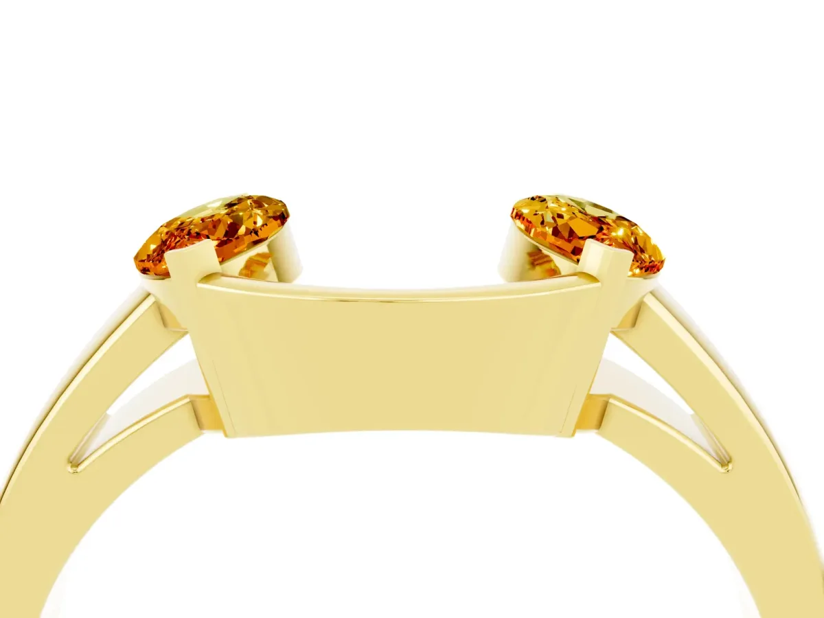 Marquise Citrine Open Band Ring with Tension Setting Yellow gold
