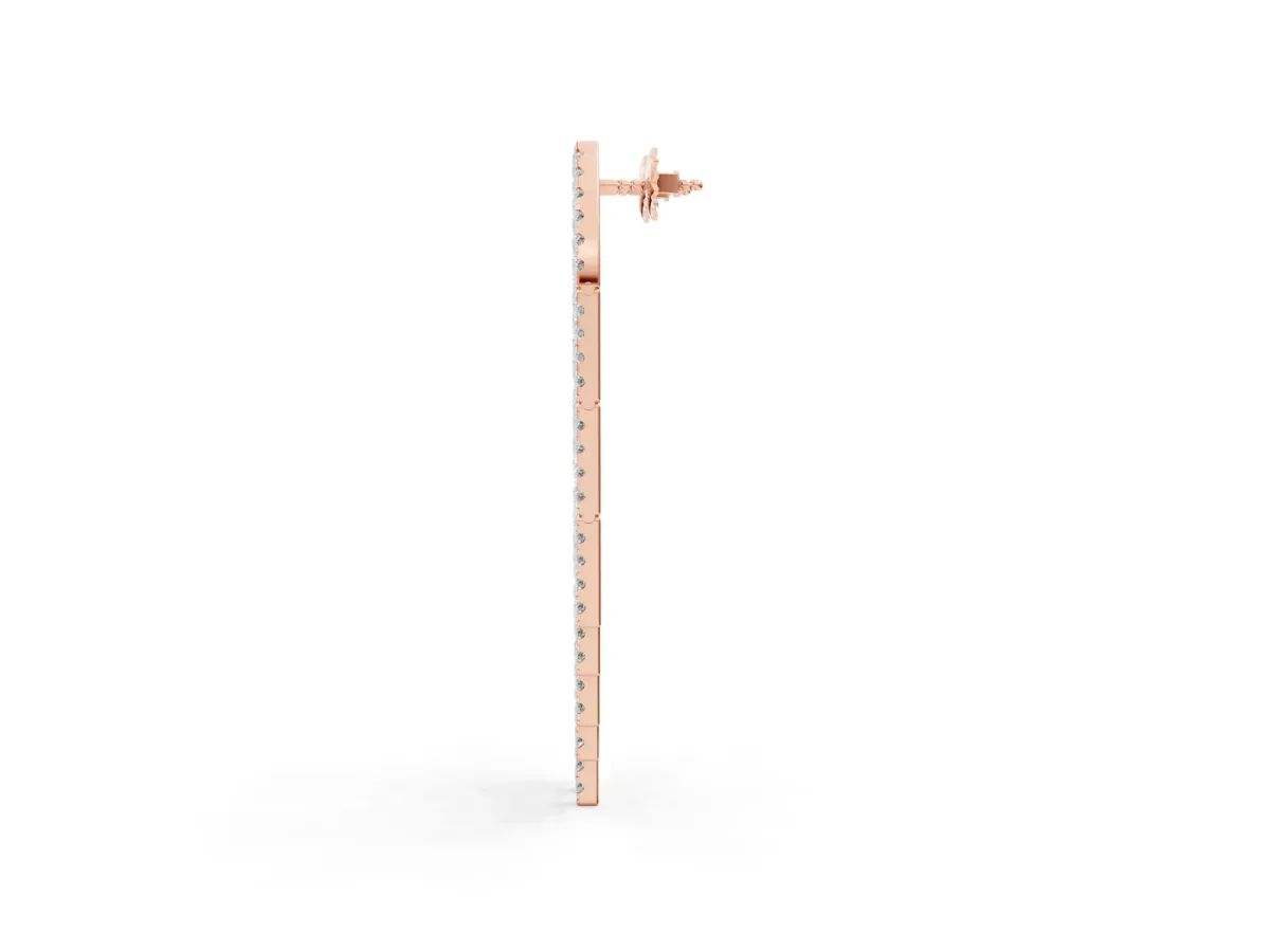 Round Diamond Pavé Waterfall Drop Earrings Rose gold