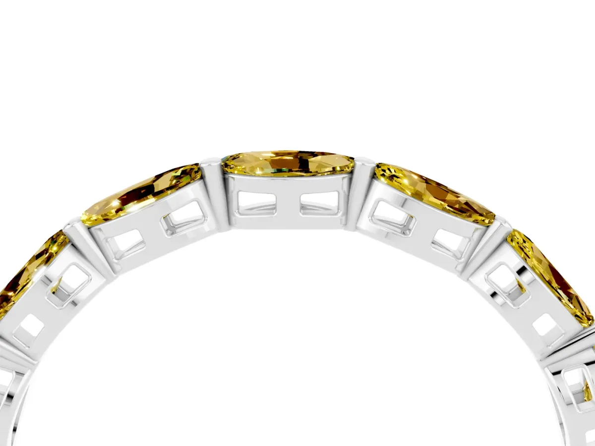 Marquise Yellow Sapphire Eternity Band with U-Prong Setting Silver