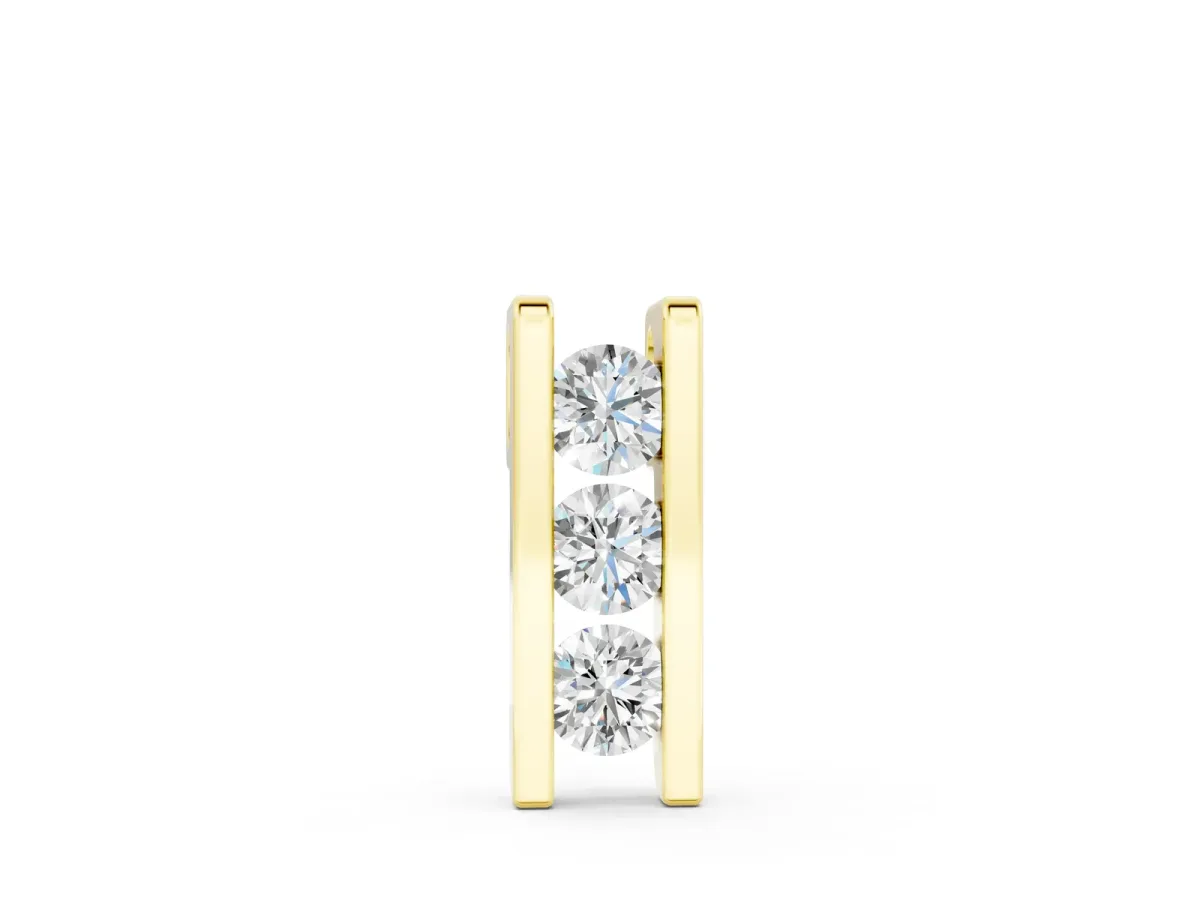 Vertical Channel-Set Round Diamond Bar Pendant Yellow gold