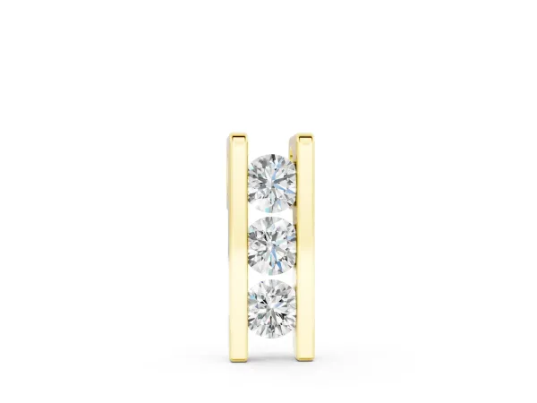 Vertical Channel-Set Round Diamond Bar Pendant Yellow gold