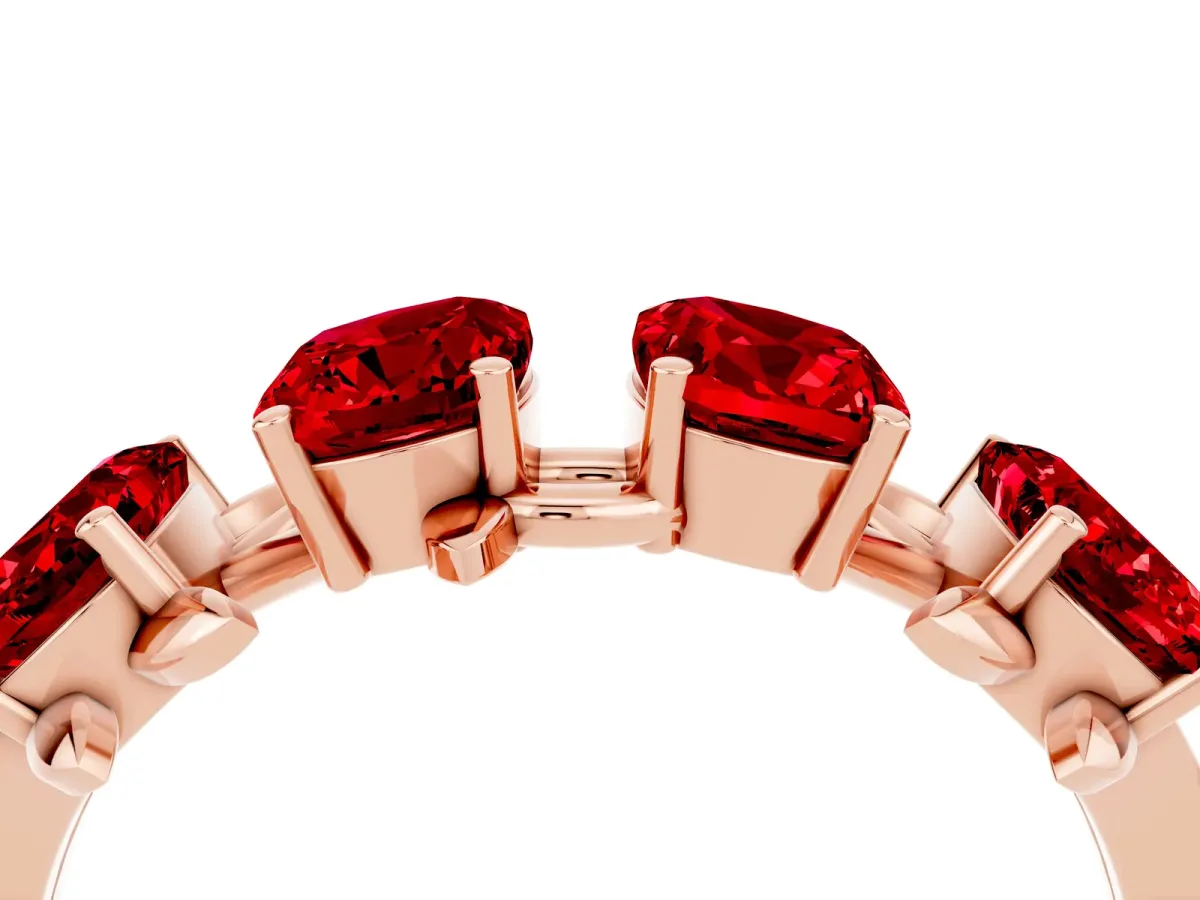 Emerald Cut Ruby Prong-Set Half Eternity Band Rose gold