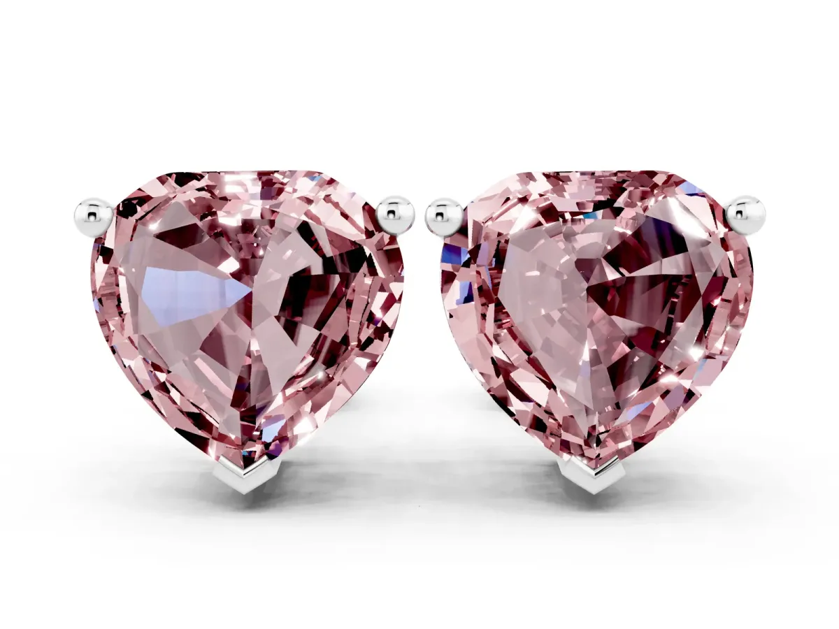 Heart Cut Morganite Stud Earrings White gold