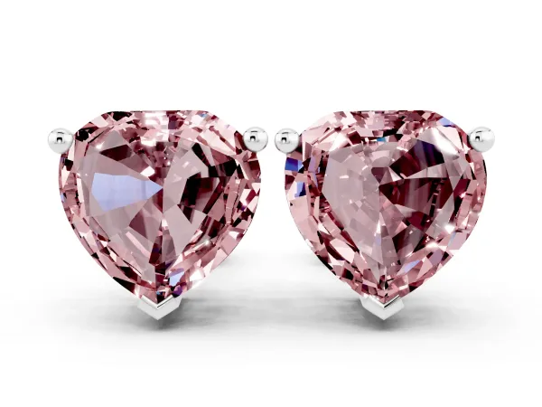 Heart Cut Morganite Stud Earrings Platinum