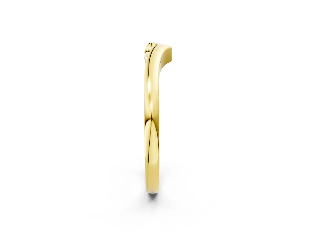 Twisted Solitaire Round Cut Knife Edge Prong Ring Yellow gold