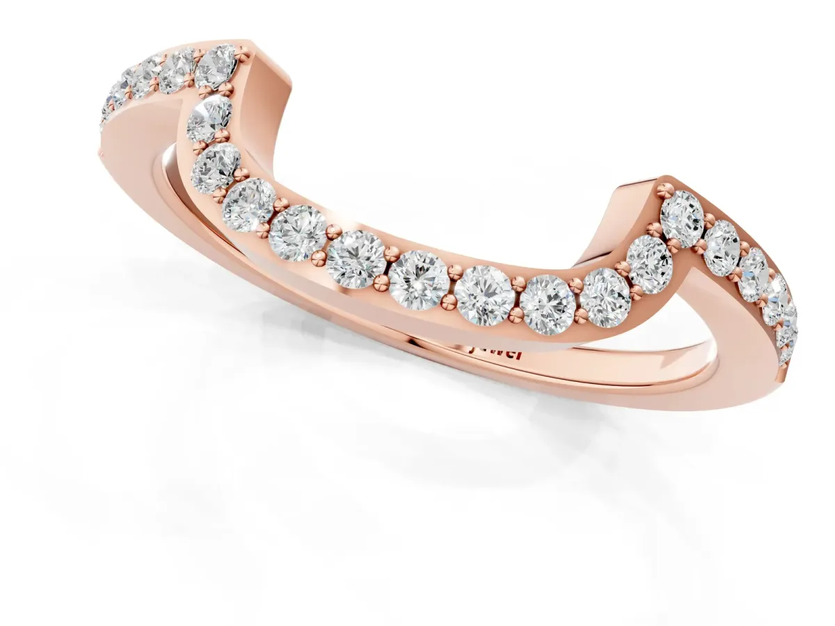 U-Shaped Pavé Round Diamond Contour Band Rose gold