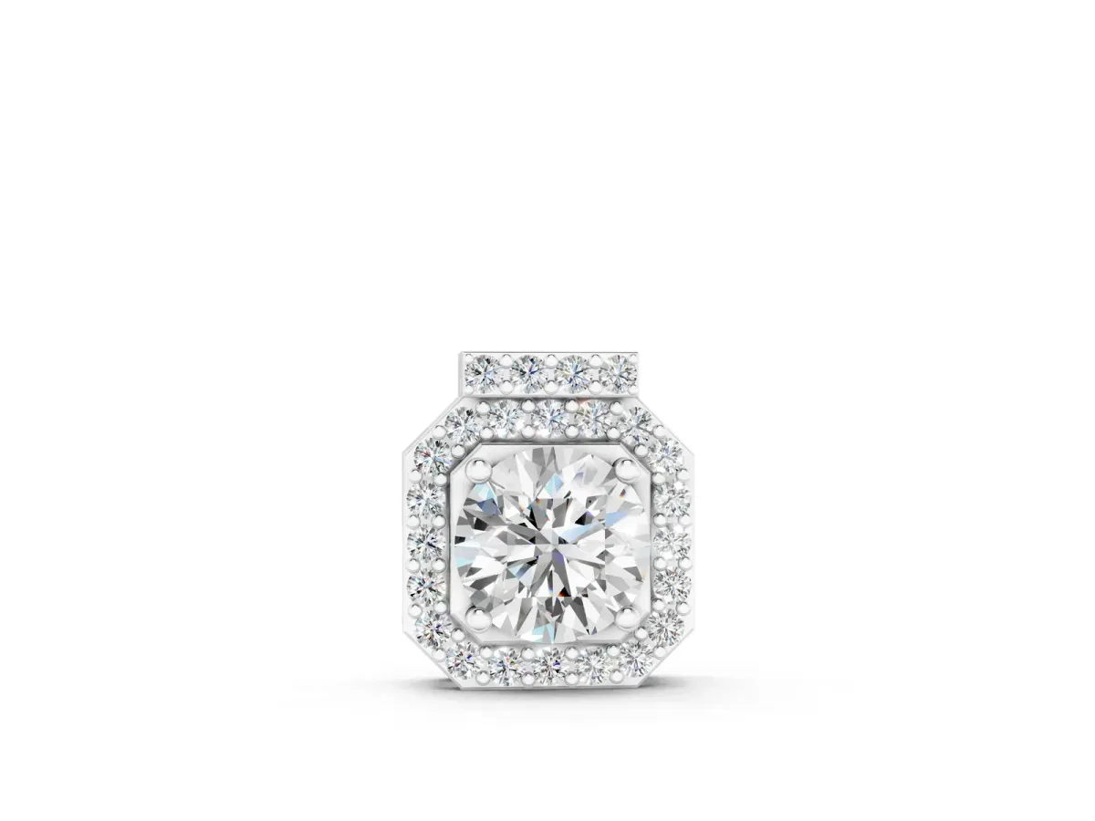 Round Halo Prong-Set Diamond Pendant White gold