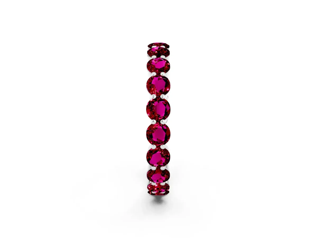 Round Garnet Eternity Band with U-Prong Setting Silver