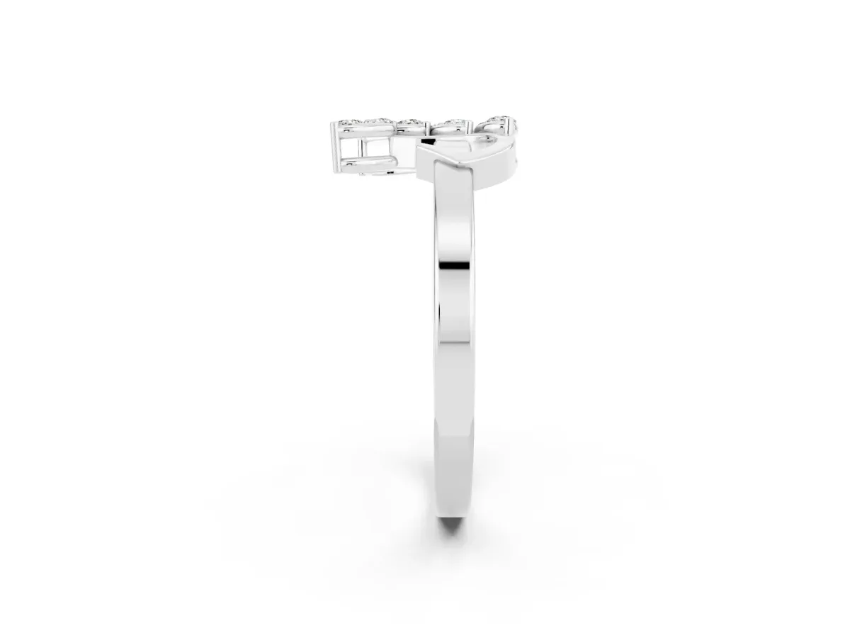Marquise Moissanite Cluster Bypass Ring with Prong Setting Silver