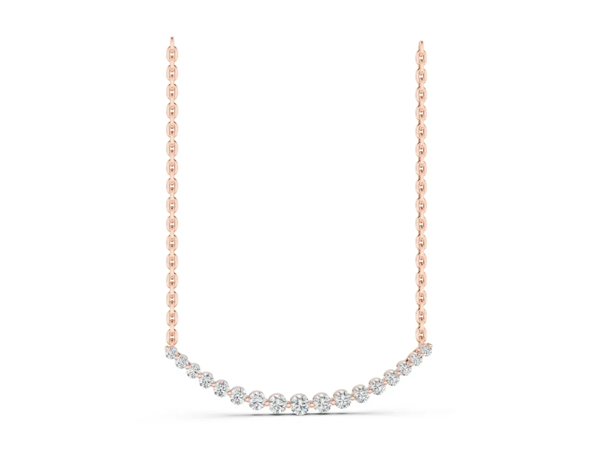 Round Diamond V-Prong Bar Pendant Rose gold