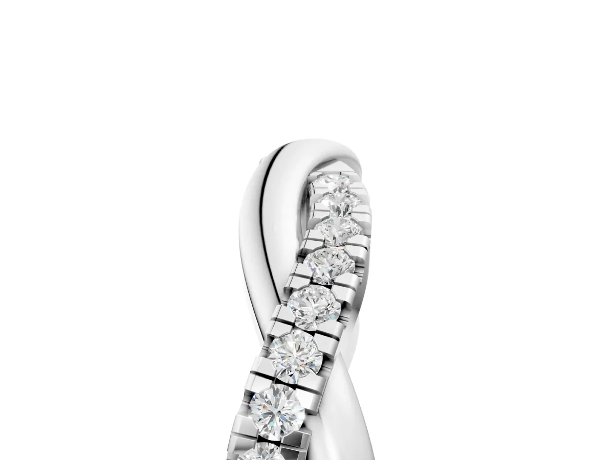Round Diamond Twisted Infinity Band with Prong Setting Silver