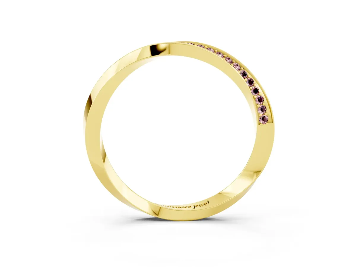 Pavé Round Morganite Twist Band Yellow gold