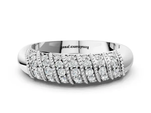 Channel Set Round Diamond Dome Band Silver