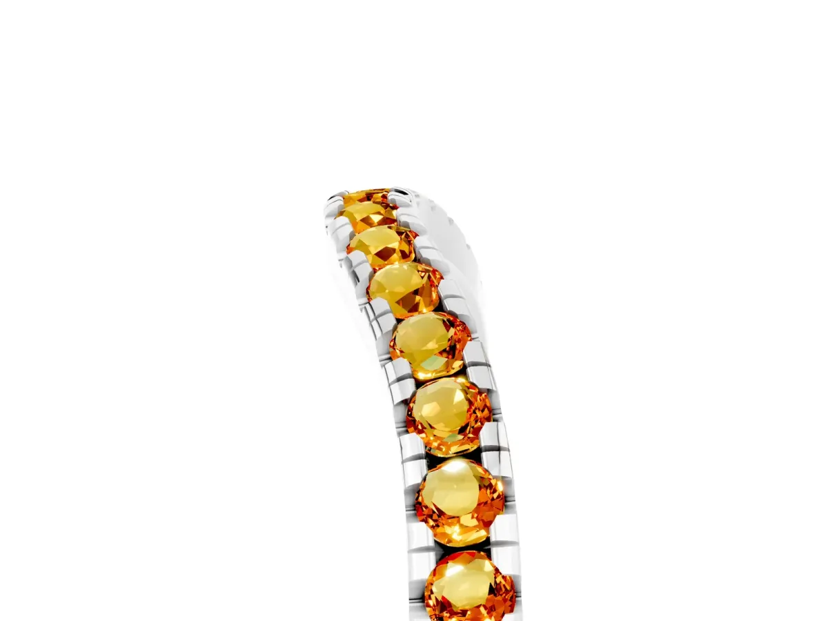 Citrine Pavé Curved Wedding Band Silver
