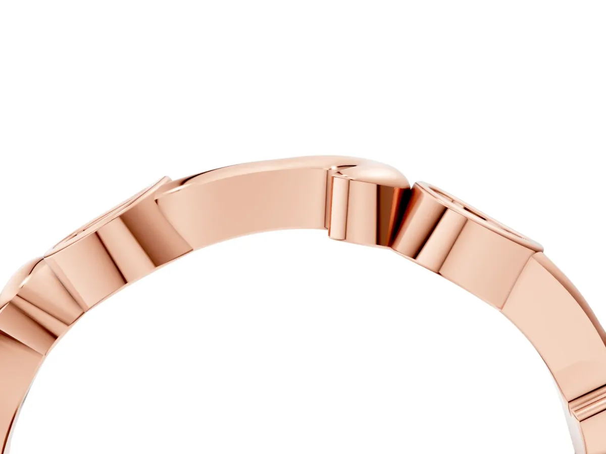 Marquise Diamond Leaf Twist Eternity Band with Bezel Setting Rose gold