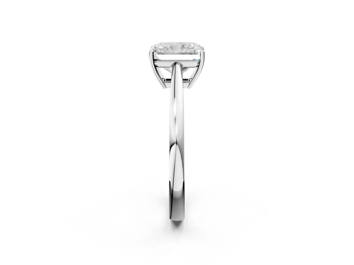 Radiant Cut Solitaire Diamond Ring with Split Shank and Four-Prong Setting Platinum