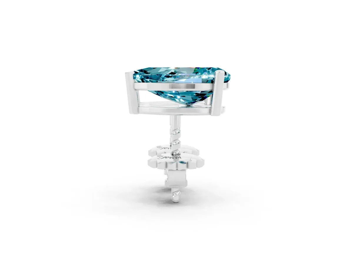 Pear Cut Blue Topaz Stud Earrings Silver